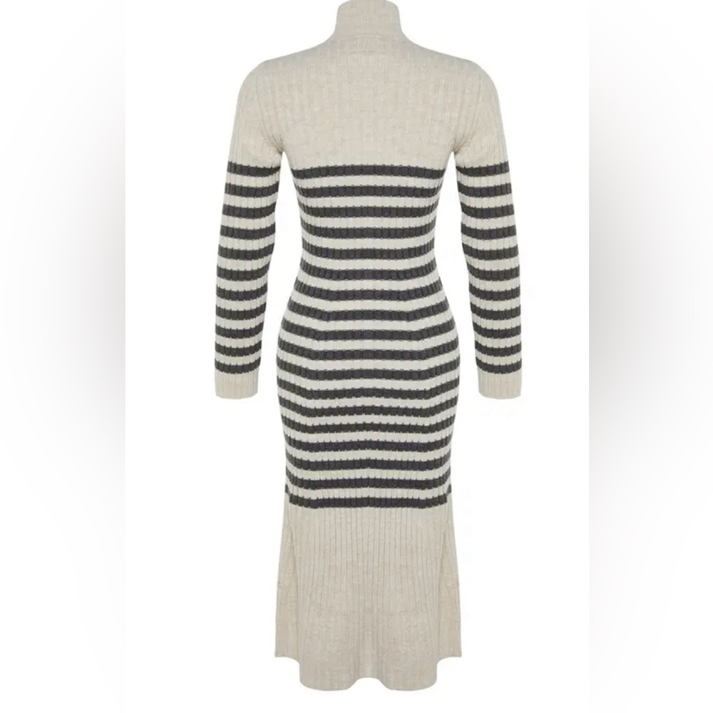 Trendyol Soft Cream and Gray Sweater Dress